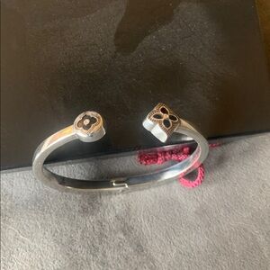 Brighton Two-Ended Floral Motif Silver Open Bangle - Silver